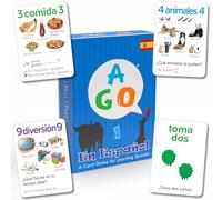 AGO Jeux de Cartes pour Apprendre l'espagnol. Jeu de société de 54 Cartes a Jouer: Un Jeu educatif pour enrichir Son vocabulaire Espagnol par la Conversation.