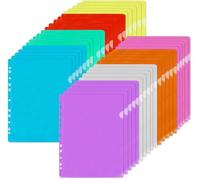 Agoer 40 Pcs Pochettes Plastiques Perforées A4, Pochettes Coins Transparentes A4 Perforées, 8 Couleurs pour Classeur, Ranger et Classer Papiers, 31 x 23 cm Chemise Plastique pour Bureau, Ecole