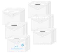 Agoer 48 Pochette Plastique A4+ Porte-Documents, Chemise Plastique Tailles Plus Large avec Bouton Pression, 11 Trous Pochettes Plastiques Perforées A4 et étiquettes pour Classeur Bureau Organiser