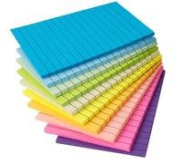 Agoer Lot de 10 blocs de notes autocollantes lignées, 500 feuilles de notes grandes, 100 x 150 mm, 50 feuilles par pièce, notes autocollantes colorées, pour bureau, maison