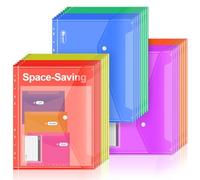 Agoer Lot de 24 porte-documents A4-6 couleurs - Bouton pression - Format A4 - Porte-documents avec papier d'étiquette pour organiser des documents, des documents A4 - Pour l'école, le bureau