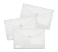 Agoer Pochette Plastique A5, Lot de 20 Pochettes Plastiques Transparentes A5 pour Dossiers, Pochette à Bouton Pression avec Porte Carte Pochettes pour l'école et le Bureau