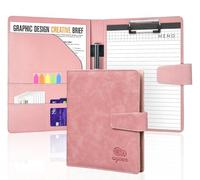 Agoer Porte Documents a5,Porte-bloc A5 en Pu Cuir avec Fermeture Magnétique Double, Porte Document Homme Femme Porte-Bloc-Notes Organiseur avec Bloc-notes A5 et Stylo,Autocollants pour Flèches (Rose)