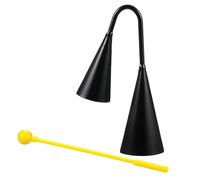 Agogo Cloches de vache Design unique à double oreille en forme de pyramide Tige sonore claire incluse pour les amateurs de musique Utilisation binaural Latin Hochet