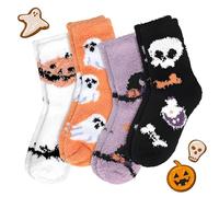 agogue 4 Paires de Chaussettes Halloween Chaussettes Moelleuses Hallow, Chaussettes Douillettes Chaudes pour Filles 34-41 Femmes Hiver Chaud Sommeil Salut Épais Femmes