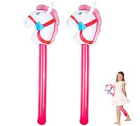 agogue Lot de 2 chevaux gonflables de qualité supérieure - Cheval bâton pour enfants - Accessoire de cadeau pour les fêtes de jeu (rose)