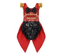 Agoky Bébé Enfant Fille Déguisement Cirque Acrobatie Cosplay Costume Carnaval Halloween Rouge Barboteuse Sans Manche Justaucorps Danse Drame Performance 6 Mois-4 Ans Noir & Rouge 12-18 mois