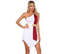 Agoky Costume Impératrice Romaine Déguisement Déesse Grecque Costume Romaine Antiquité Tenue Halloween Carnaval Cosplay Bourgogne S