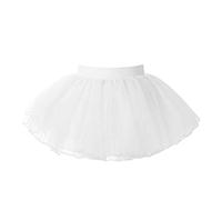 Agoky Enfant Fille Jupon sous Courte Jupe Tulle Vintage Rockabilly Petticoat Crinoline Jupe De Danse Ballet Tutu Jupette 3 Couches Skirt Blanc B 11-16 Ans