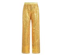 Agoky Enfant Fille Pantalon De Danse Jazz Moderne Paillettes Brillant Scintillant Pantalon De Fête Disco Party Spectacle 5-16 Ans Or 9-10 Ans