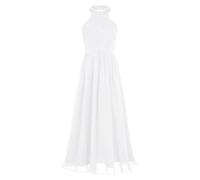 Agoky Enfant Fille Robe De Soirée Mariage Mousseline De Soie Princesse Robe De Cérémonie Anniversaire Baptême Ivoire 9-10 Ans