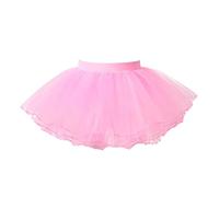 Agoky Enfant Fille Tutu Ballet Danse Jupon sous Courte Jupe Tulle Vintage Rockabilly Petticoat Crinoline Jupe De Danse Jupette 3 Couches Rose B 1-6 Ans