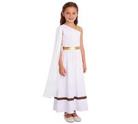 Agoky Enfants Robe Toge Grecque Et Romaine Antique Costume Blanche Robe Cosplay Carnaval Halloween Blanc 9-10 ans