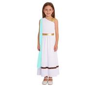 Agoky Enfants Robe Toge Grecque Et Romaine Antique Costume Blanche Robe Cosplay Carnaval Halloween Bleu 7-8 ans
