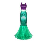 Agoky Ensemble Costume Sirène Haut Crop Top Camisole Et Jupe Queue De Sirène Cosplay Mermaid Jeu De Rôle Fête Halloween Carnaval S-3XL