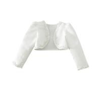Agoky Fille Boléro de Mariage Haut de Demoiselle d'honneur Cardigan de Veste Couvre Blanche en Perle Petit Châle Baptême Cérémonie Cocktail Ivoire 5-6 Ans