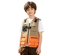 Agoky Garçon Gilet De Pêche Veste Tactique Veste Utilitaire Pour Garçons Orange 9-10 ans