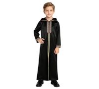 Agoky Garçon Thobe Capuche Musulman Pour Garçons Déguisement Cosplay Pour Garçons Kaftans Larges D'Orient Arabe Islamique. Thobe Arabe Les Noir 5-6 ans