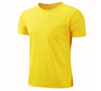 Agoky Haut T-Shirt De Sport Manches Courtes Enfant Garçon T-Shirt Maillot De Football Séchage Rapide Haut De Fitness Jogging Basket-Ball Jaune 12-13 Ans