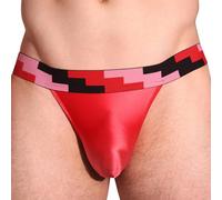 Agoky Homme String Jockstrap Taille Basse Lingerie Jockstrap Slip Fesse Nu sous Vêtement Type C Rouge Taille Unique