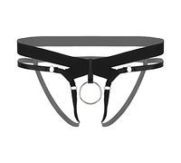 Agoky Jockstrap Homme sous-vêtement G-String Suspensoir Sexy Slip Bandage avec Anneaux Rond Culotte Lingerie De Nuit Taille Basse Thong Briefs Underwear S B Noir Taille Unique