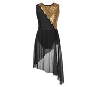 Agoky Robe Danse Classique Ballet Latine Salsa Jazz Patinage Enfant Fille Bretelles Robe Soirée Cocktail Bal Dancewear 4-16 Ans Noir B 15-16 Ans