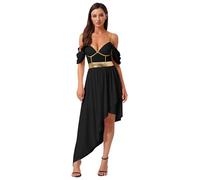 Agoky Robe De Déesse Romaine Femme Blanche Robe Cosplay Déesse Grecque Halloween Carnaval Noir L
