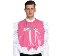 Agoky Sissy Lingiere Bavoir Homme Similicuir Bavoir Costume Soubrette Jeu De Rôle Carnaval Rave Party Rose Taille unique