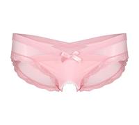 Agoky sous-vêtements Dentelle Homme Sissy String Sexy Ouverte Entrejambe Lingerie Nuit Culotte Nuit Clubwear Taille Basse Bikini Bowknot Thong Underwear M-XL Rose XL
