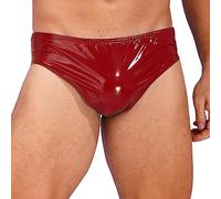 Agoky Tanga Homme String pour Homme en Similicuir Brillant Culotte Caleçon sous Vêtement Taille Basse Slip Wetlook L-3XL Rouge L