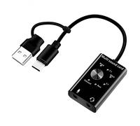 Agona Carte Son Externe USB2.0 Type C Adaptateur de Microphone StéRéO Convertisseur Professionnel pour Ordinateur Portable Casque PC Haut-Parleur
