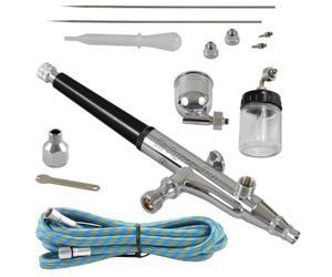 Agora-Tec - kit aérographe AK-02 avec 1,8 m de Tuyau et 3 Buses différentes et des Aiguilles (0,2 mm 0,3 mm 0,5 mm)