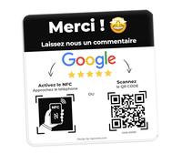 AGORANK Plaque QR Code compatible Google Avis NFC Google Review Générateur d'Avis Client Facile Compatible tous Téléphone pour Salon Entreprise Enseigne Commerce Boutique Magasin Bars Café Fastfood