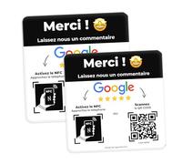 AGORANK Plaque QR Code compatible Google Avis NFC Google Review Générateur d'Avis Client Facile Compatible tous Téléphone pour Salon Entreprise Enseigne Commerce Boutique Magasin Bars Café Fastfood x2