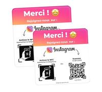 AGORANK Plaque QR Code compatible Instagram Avis NFC insta Review Générateur d'Avis Client Facile Compatible tous Téléphone pour Salon Entreprise Enseigne Commerce Boutique Magasin Bars Café x2