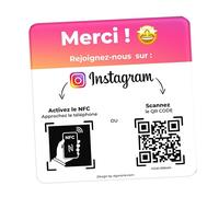 AGORANK Plaque QR Code compatible Instagram Avis NFC Insta Review Générateur d'Avis Client Facile Compatible tous Téléphone pour Salon Entreprise Enseigne Commerce Boutique Magasin Bars Café Fastfood