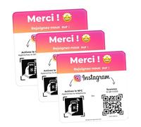 AGORANK Plaque QR Code compatible Instagram Avis NFC insta Review Générateur d'Avis Client Facile Compatible tous Téléphone pour Salon Entreprise Enseigne Commerce Boutique Magasin Bars Café x3