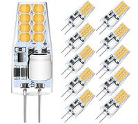AGOTD ampoules G4 LED 3W 12V, blanc chaud 3000K, remplacement halogène 30W, 250 lm culot G4, lampe à broche non dimmable, sans scintillement, pack de 10