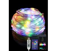 AGOTD Guirlande lumineuse 10m 100 LED RGB, alimentation par USB, contrôle APP/télécommande, synchronisation musicale, guirlande lumineuse WLAN/Bluetooth USB pour jardin, mariage, Halloween, Noël