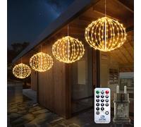 AGOTD Lot de 4 boules lumineuses à suspendre de 30 cm avec minuteur - 8 modes - Blanc chaud - Décoration de Noël d'extérieur - Pour balcon, jardin, fête, chambre - Décoration intérieure