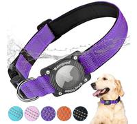 AgoumLux Collier Chien Airtag Support Apple Air Tag Étanche Imperméable Collier Réfléchissant et Réglable pour Grands, Moyens et Petits Chiens