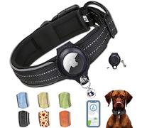 AgoumLux Collier pour Chien pour Apple Airtag Réglable Réfléchissant en Nylon Doux Rembourré en Néoprène avec Étui Air Tag pour Chien de Petite Moyenne Grande Taille