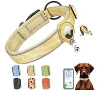 AgoumLux Collier pour Chien pour Apple Airtag Réglable Réfléchissant en Nylon Doux Rembourré en Néoprène avec Étui Air Tag pour Chien de Petite Moyenne Grande Taille