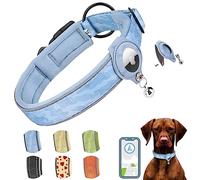 AgoumLux Collier pour Chien pour Apple Airtag Réglable Réfléchissant en Nylon Doux Rembourré en Néoprène avec Étui Air Tag pour Chien de Petite Moyenne Grande Taille