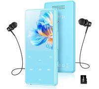 AGPTEK 128Go MP3 Bluetooth 5.4 avec Haut-Parleur, 2.4" Grand Écran Lecteur MP3 Sport en Métal Son HiFi sans Perte Lecteur de Musique Enfant Portable Baladeur MP4 avec Bouton Enregistreur Radio FM-Bleu