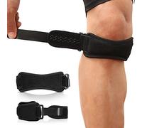 AGPTEK 2PCS Genouillère Bandage SKP2 Réglable Protection Genou,Version Nouvelle Bande Silicone de Maintien rotulien,Idéal genouillère pour Vélo, Courir, Crossfit, Volley, Basket, Foot et Sport, Noir