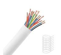 AGPTEK 3 Mètres-13mm Gaines de Câbles, Protecteur de Cordon pour Chien et Chat, Textile Flexible Protection de Câble, Goulotte de Câble à Fermeture Automatique pour Bureau, TV, PC - Blanc