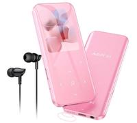 AGPTEK 32Go Haut-Parleur MP3 Bluetooth 5.3 avec Boutons Tactiles, 2.4 Pouces Grand Écran, Carte TF Jusqu’à 128G - Rose