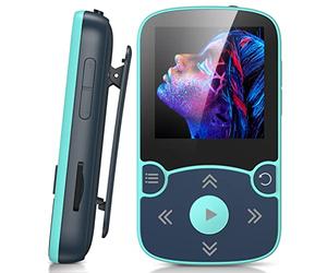 AGPTEK 32Go Lecteur MP3 Bluetooth 5.3 avec Clip, Lecteur Musique Sport HiFi,1,5 Pouces Baladeur MP3 avec Bouton Volume, Radio FM/Podomètre/Enregistreur Vocal, Carte TF Jusqu’à 128G-Bleu