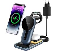AGPTEK 4 EN 1 Mag-Safe Station de Charge sans Fil Universel Rapide avec Veilleuse Adaptateur pour iPhone Samsung Apple Watch